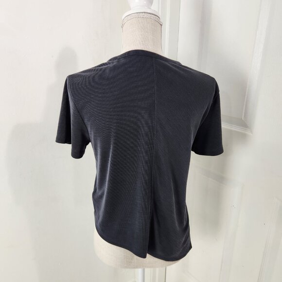 Athleta Top Womens SP Gray Relaxed Tee Asymmetrical Drapey Soft Travel Casual - Picture 5 of 13